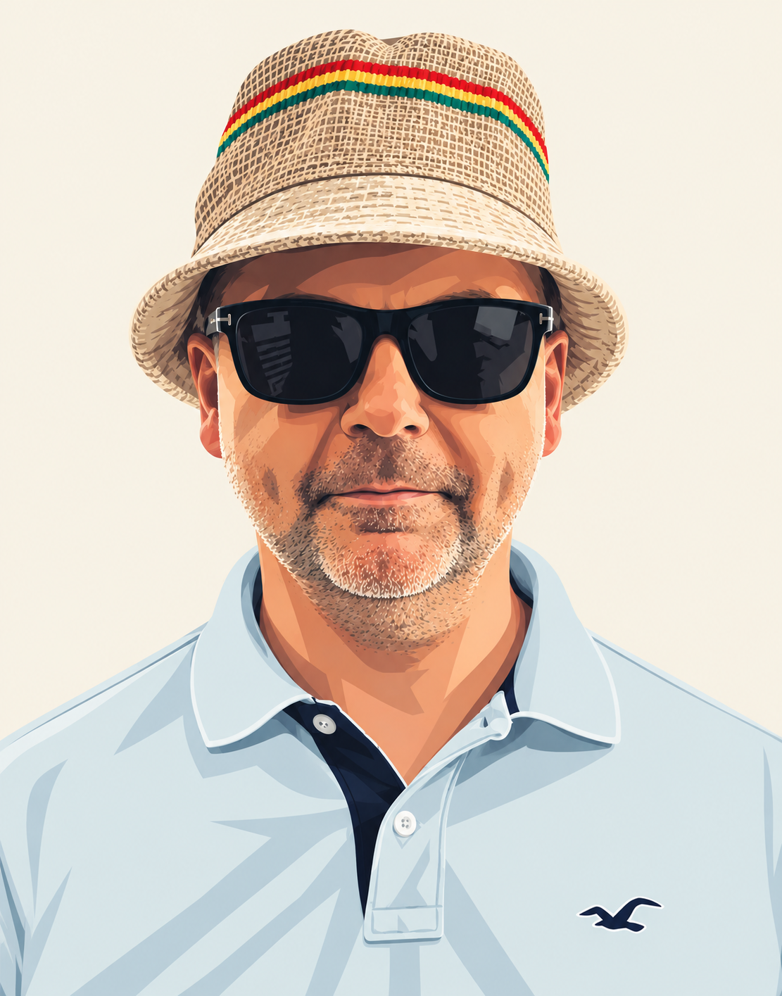 Porträt mit Strohhut und Sonnenbrille